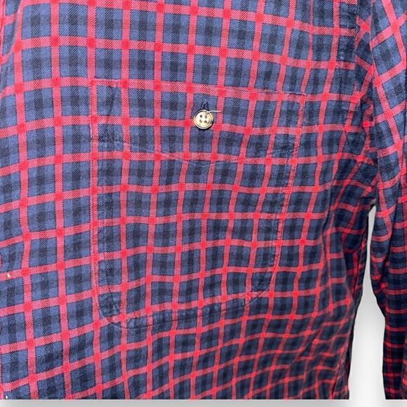 90s Abercrombie & Fitch Navy & Red Wool Oxford Button Down M - Picture 5 of 10